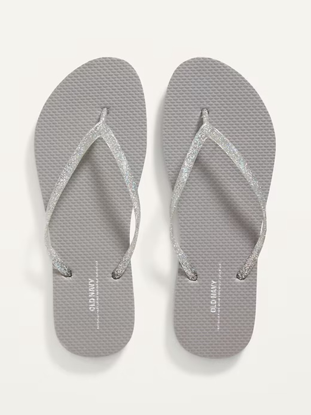 Old Navy Gray Flip-Flops with Silver Glitter Straps